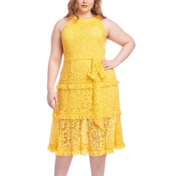 plus size yellow lace dress